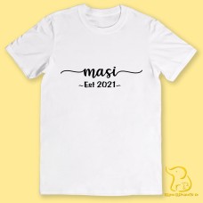 T-Shirt - Custom Baby Relation Est 2021 T-Shirt - Black/White - Masi, Masa, Kaka, Chacha, Nani, Nana, Indian, Desi, Punjabi