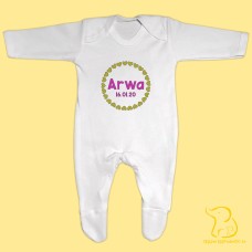 Custom Baby Name and Date Baby Sleepsuit - Personalised