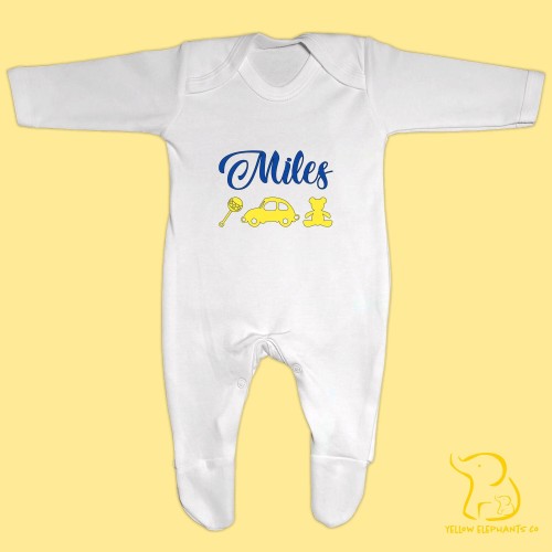 Custom Baby Name and Toys Baby Sleepsuit - Personalised
