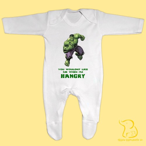 You Wouldn't Like Me When I'm Hangry Baby Sleepsuit - Hulk