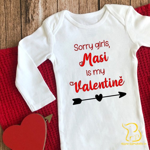 Sorry Girls, Masi Is My Valentine Baby Sleepsuit (any relation) - Valentine's Day