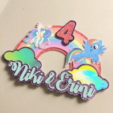 My Little Pony Cake Topper, Birthday, Optional Text