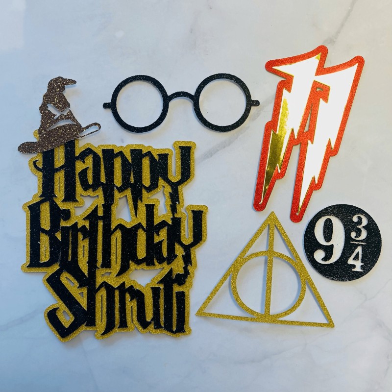 Harry Potter Black Acrylic Cake Topper 3 piece Kit