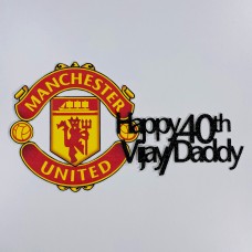 Manchester United Cake Topper, Birthday, Optional Text