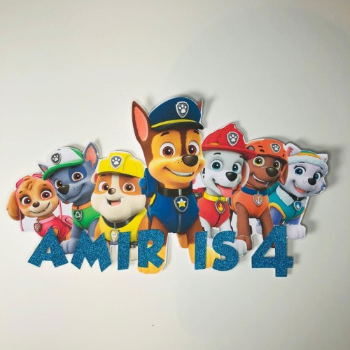 Paw Patrol Cake Topper, Optional Text