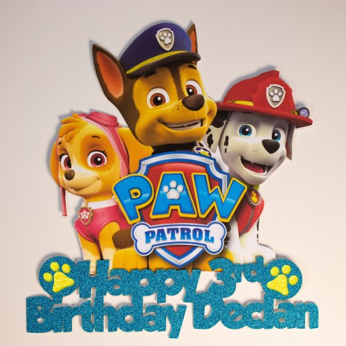 Paw Patrol Cake Topper, Optional Text