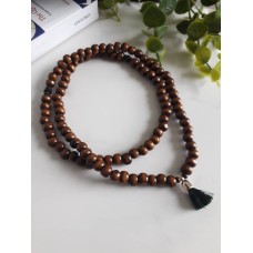 Classic Wooden Tasbeeh with Rondelle Beads and Emerald Tassel - by Halo Kits (Islamic Gifts)