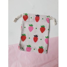Cute Strawberry Fruit Drawstring Pouch