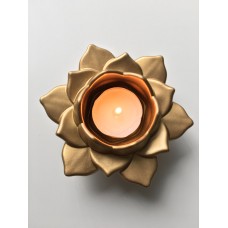 Gold Lotus Flower Tealight Holder, Diwali Gift