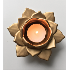 Gold Lotus Flower Tealight Holder, Diwali Gift