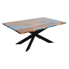 The Blue River Epoxy Resin & Acacia Wood Dining Table