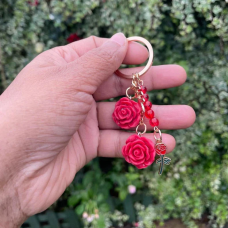 Red Rose Keychain, Mothers Day gift, Flower themed keychain, Flower inspired gifts, Flower lover gift, Victorian Theme Gifts