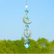 Star Crystal Suncatcher| Window Prism Hanging Decor| Crystal Sun catcher, Evil Eye Home Decor| Colourful Crystal Sun catcher|Car Accessories