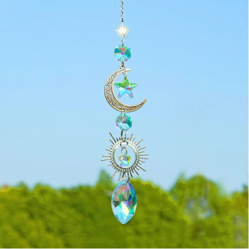 Star Crystal Suncatcher| Window Prism Hanging Decor| Crystal Sun catcher, Evil Eye Home Decor| Colourful Crystal Sun catcher|Car Accessories