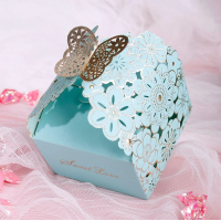 Pack of 10 Box| Wedding Favour Box |Party Favour Box| Elegant Blue and Gold Butterfly Favour Box| Laser Cut Favour Box| Event Party Supplies