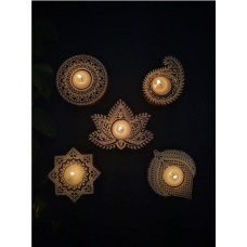 4′ Hand-Carved Pure Sheesham Wood Tea light holders – Limited Edition