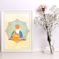 Guru Nanak Dev Ji Portrait - Baba Nanak Ji Portrait - Sikh Wall Art - Baba Nanak Mandala Sikh art | Guru Nanak Dev Ji | Sikhism | Guru