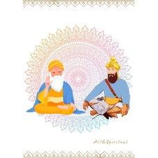 Guru Nanak Dev Ji & Guru Gobind Singh Wall art| Colourful Mandala| Sikhism | Sikh wall art