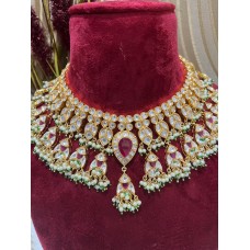 Gold Finish UncutKundan Pink Necklace Set/Pakistani Jewelery/Indian Jewelery/Bollywood Jewelery/Indian Wedding Jewelery.