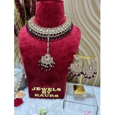Gold Finish Deep Red/Gold/Muticolor Necklace Set/Pakistani Jewelery/Indian Jewelery/Bollywood Jewelery/Indian Wedding Jewelery.