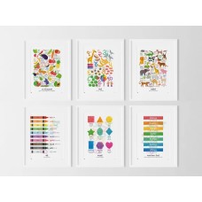 Gujarati Bundle X6 - Shapes, Colours, Days of the week, Animals, Numbers, Fruit & Vegetables | Hand illustrated | Educational learning print