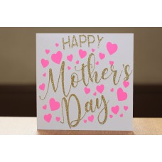 Happy Mother's Day | White, Gold & Pink Hearts