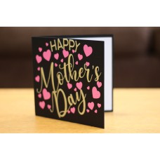Happy Mother's Day card | Black, Gold & Pink Hearts