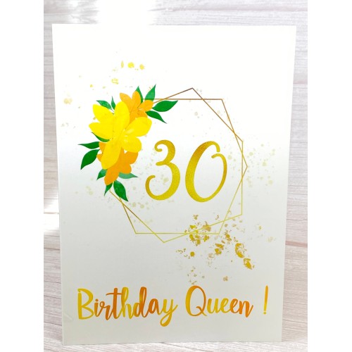 30th Birthday Queen card | Happy 30th Birthday greeting card | Floral card | Card