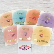 Happy Raksha Bandhan card and Pearl Rakhri Set | Multipack | Pack of 7 Rakhri Cards and 7 Rakhri set