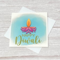 Happy Diwali card | Blue | Diya Watercolour Design