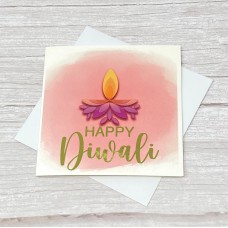Happy Diwali card | Light Pink | Diya Watercolour Design