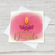 Happy Diwali card | Pink | Diya Watercolour Design