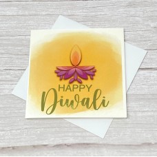Happy Diwali card | Orange | Diya Watercolour Design