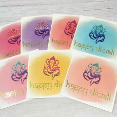 Happy Diwali cards| Multipack | Pack of 7 | Ganesh Watercolour design