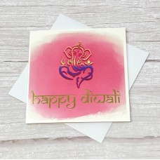 Happy Diwali card | Pink | Ganesh Watercolour design