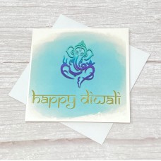 Happy Diwali card | Blue | Ganesh Watercolour design