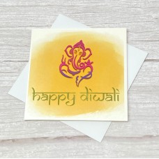 Happy Diwali card | Orange | Ganesh Watercolour design