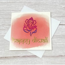 Happy Diwali card | Red | Ganesh Watercolour design