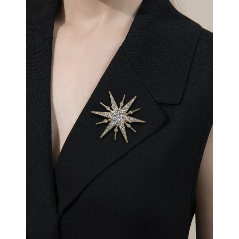 Starburst Celebrity Brooch Pin Stunning Vintage Look Silver plated Broach JJJ35