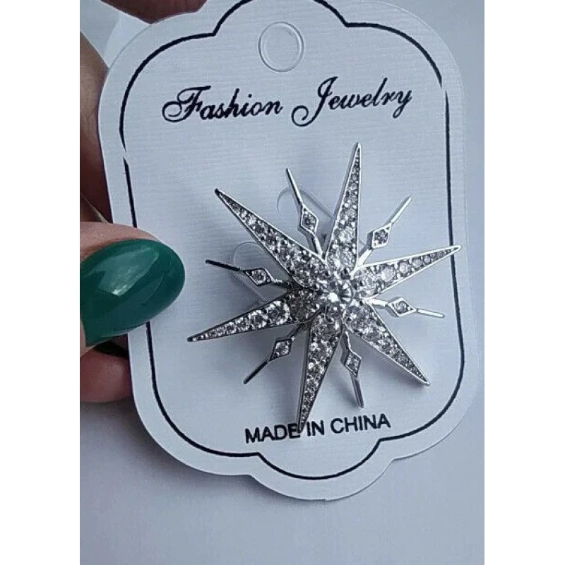 Starburst Celebrity Brooch Pin Stunning Vintage Look Silver plated Broach JJJ35