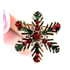 Elegant Vintage Look Gold Plated Christmas Snow Flake Brooch Cake Pin B48R