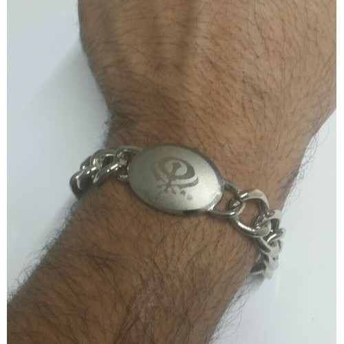 Stunning Steel Singh Khalsa Sikh Khanda Chain Bracelet Lovely Punjabi design H