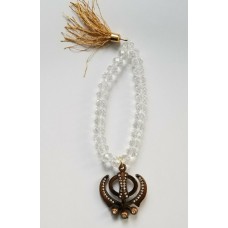 Punjabi Sikh Glass Beads Mala Khanda Stunning Pendant Evil Protection Car HANGER