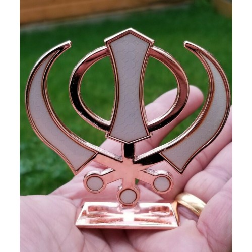 Sikh Punjabi Rose Gold Singh Kaur Khanda Khalsa Car Dashboard Desktop Stand UU4