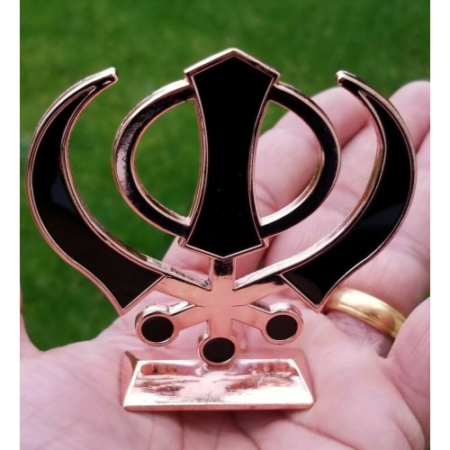 Sikh Punjabi Rose Gold Singh Kaur Khanda Khalsa Car Dashboard Desktop Stand UU3