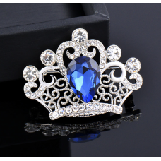 Crown Brooch Stunning Vintage Look Silver Plated Stones ROYAL Design Broach ZY4