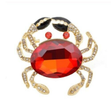 Stunning Vintage Look Gold Plated Red CRAB Designer Brooch Broach Cake Pin B53