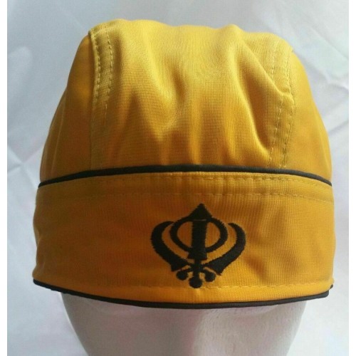 Sikh Punjabi turban Yellow Jean patka pathka Khanda bandana Head Wrap Singh Gear