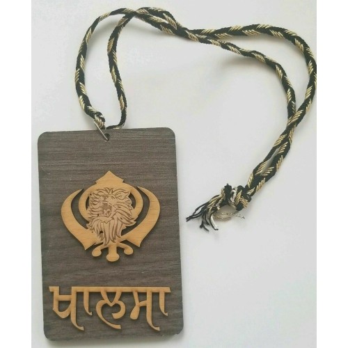 Punjabi Sikh Wooden Lion Khanda Khalsa Singh Kaur Pendant Car Mirror HANGER AAA4