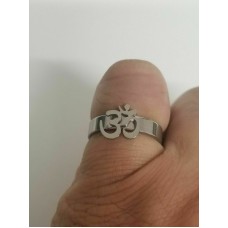 Stainless Steel Smooth Plain OM Evil Eye Protection Hindu Good Luck Astro Ring